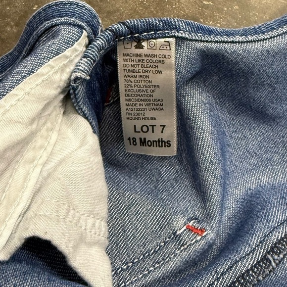 Vintage Round House Toddler Denim Overalls 18M Blue Jean Bib - Picture 8 of 8